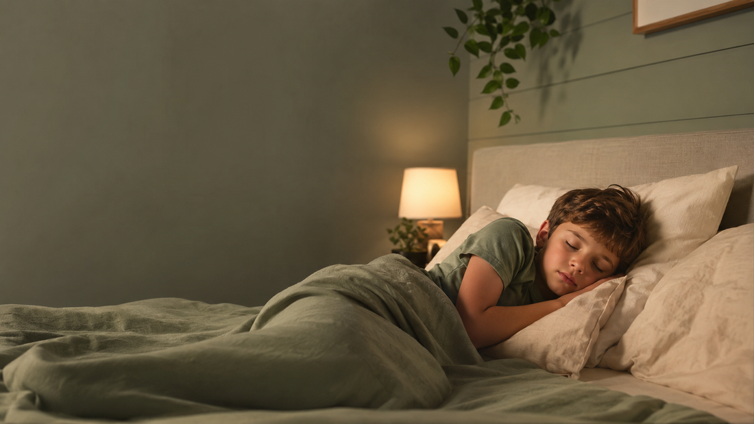 Child sleeping peacefully in a clean bedroom