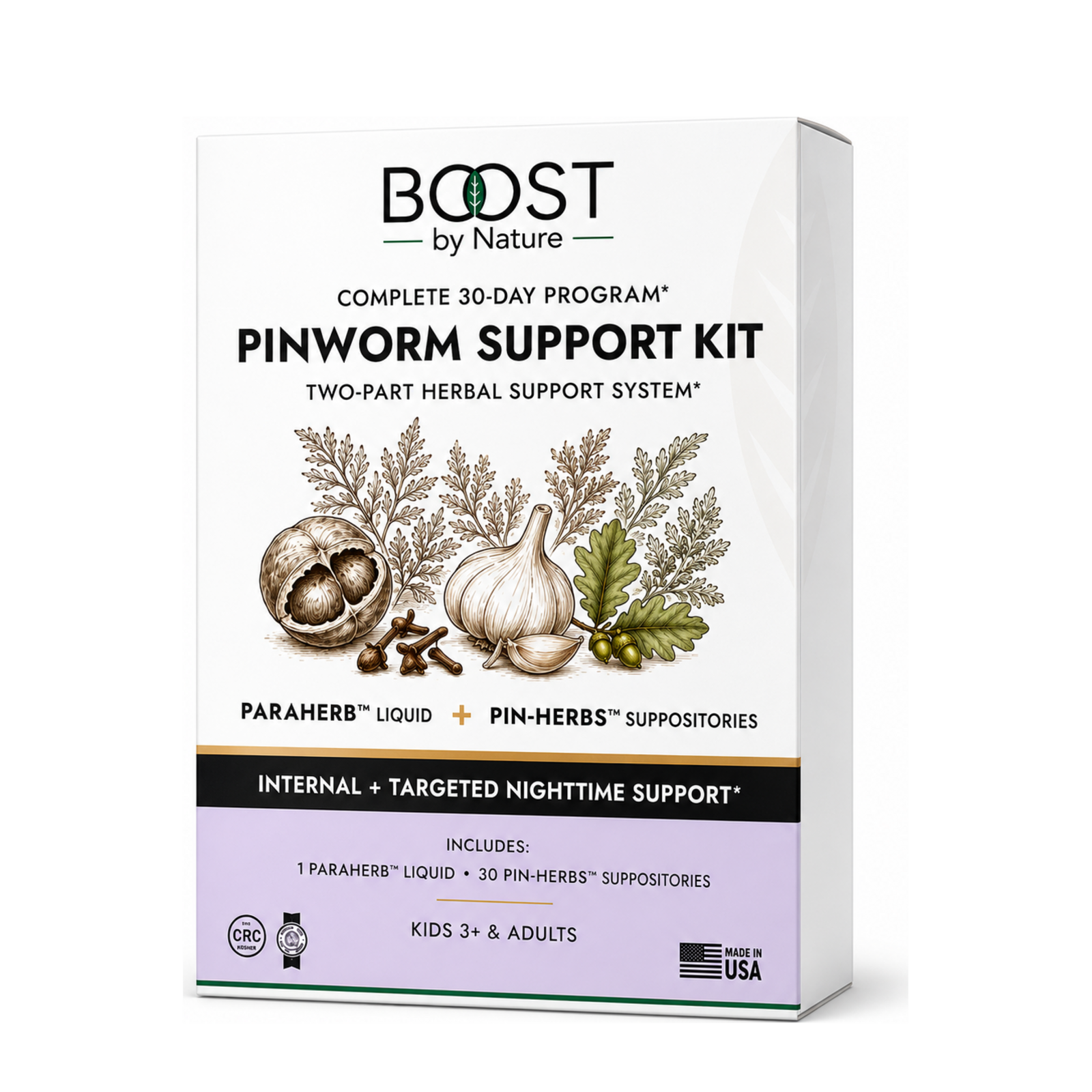 ParaHerb 30-Day Pinworm Support Kit | Liquid + 30 Suppositories