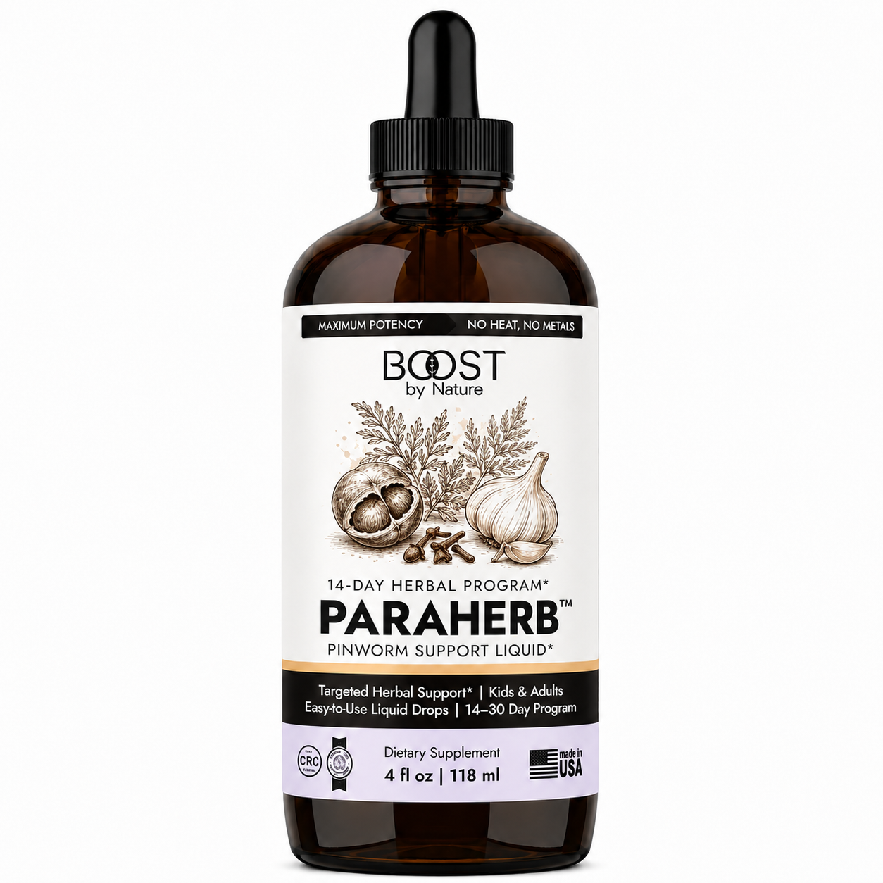ParaHerb Liquid | Herbal Pinworm Support for Kids & Adults | 4 fl oz