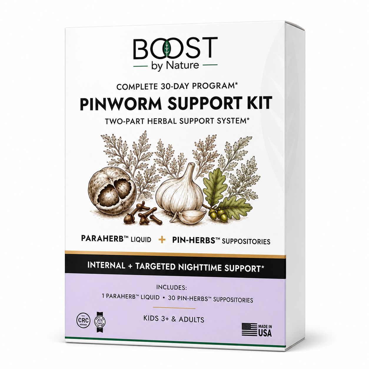 ParaHerb 30-Day Pinworm Support Kit | Liquid + 30 Suppositories