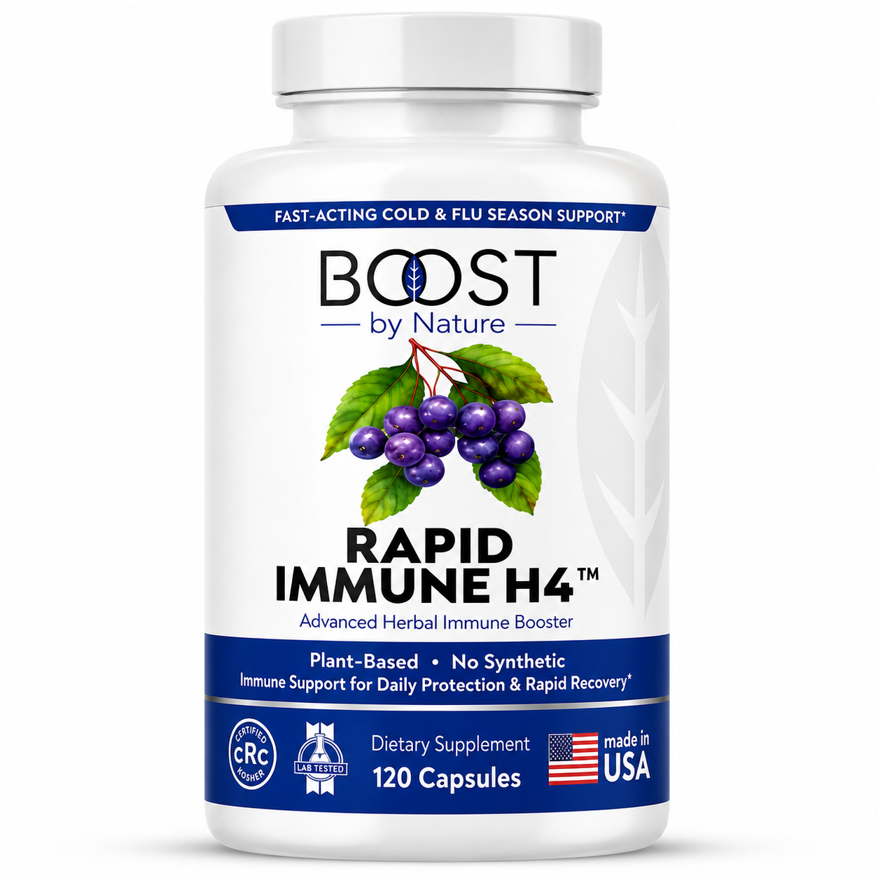 Rapid Immune H4™ | Fast-Acting Herbal Immune Booster | 120 Plant-Based Capsules
