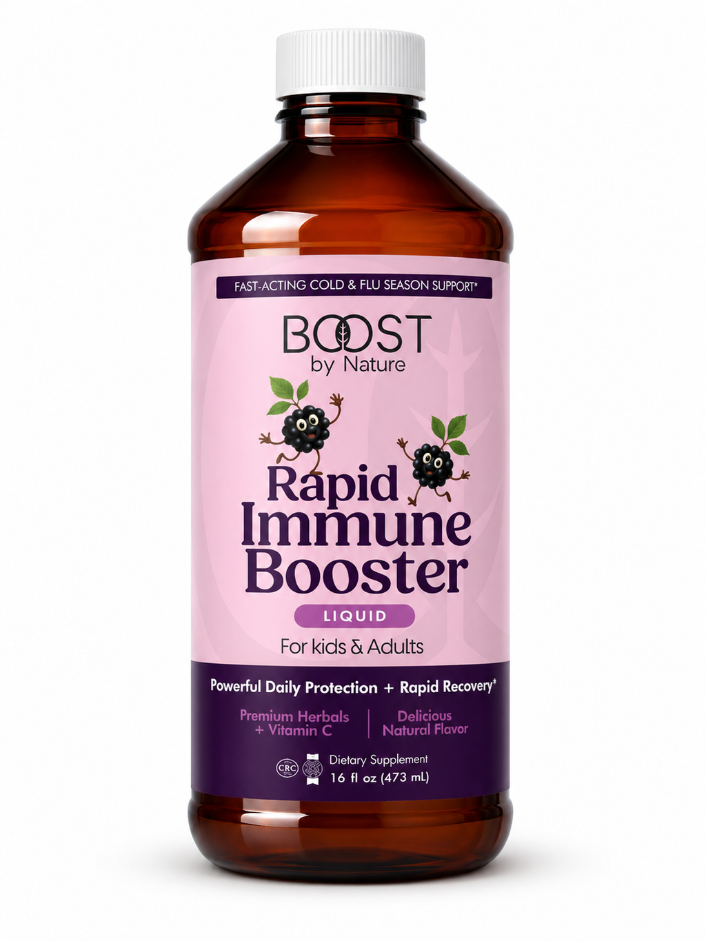 Rapid Immune Booster Liquid | Fast-Acting Herbal Immune Support for Kids & Adults | BOOST by Nature | 16 fl oz