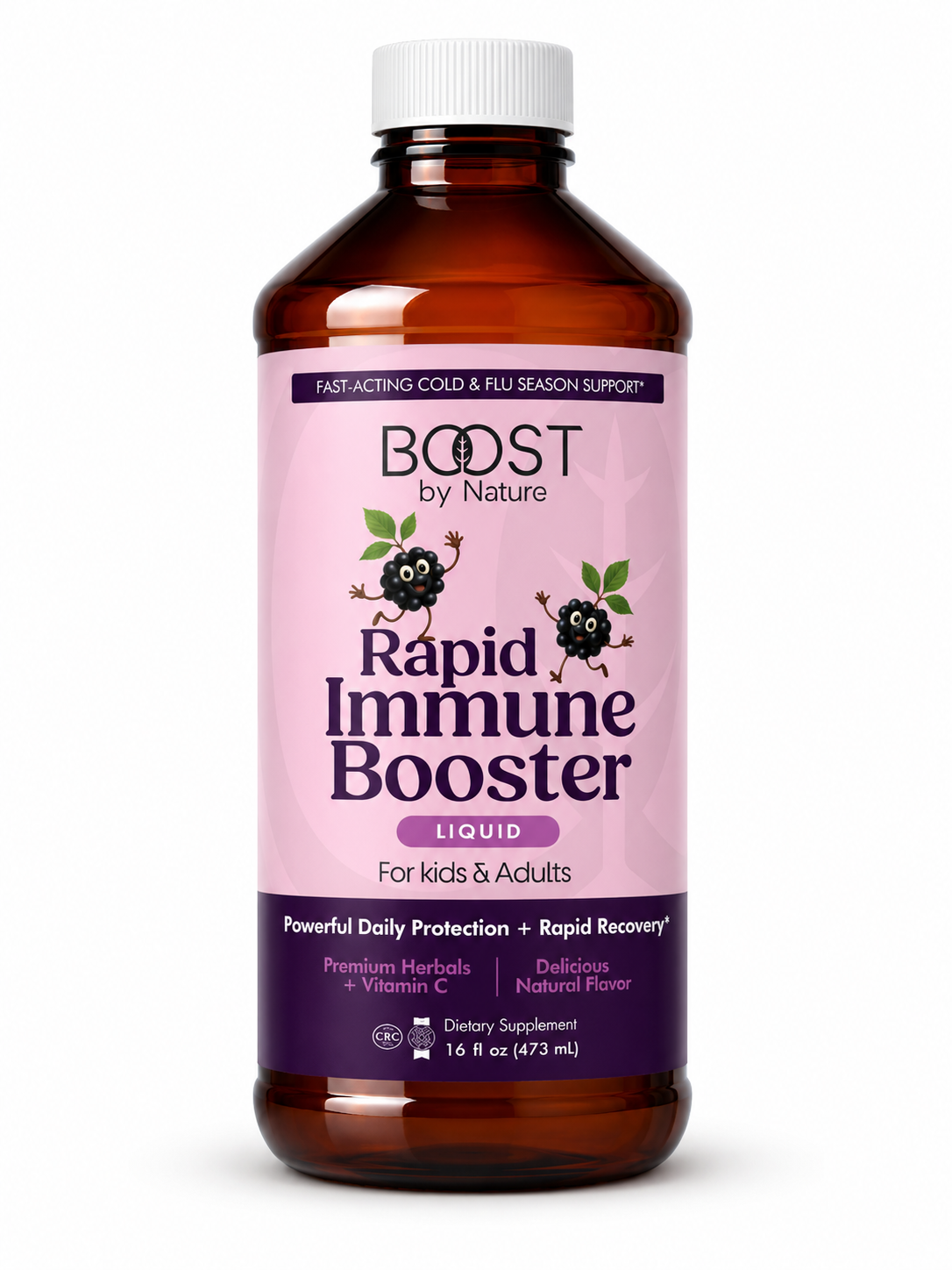 Rapid Immune Booster Liquid | Fast-Acting Herbal Immune Support for Kids & Adults | BOOST by Nature | 16 fl oz