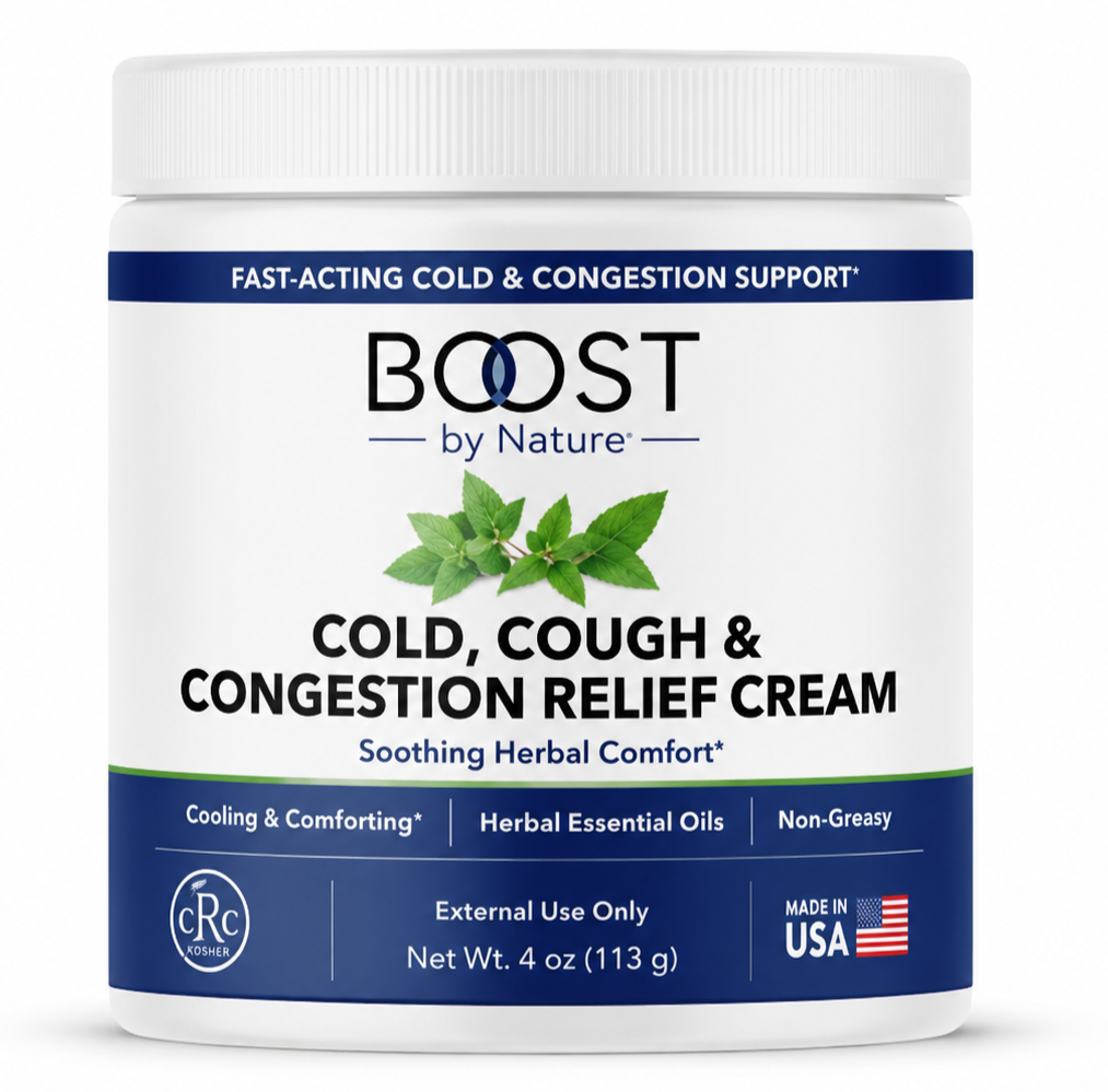 BOOST by Nature™ Cold, Cough & Congestion Relief Cream | Fast-Acting Herbal Chest Rub | 4 oz