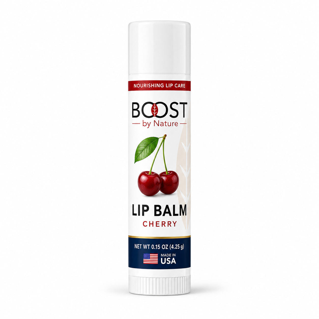 Boost by Nature Cherry Lip Balm tube for dry lips
