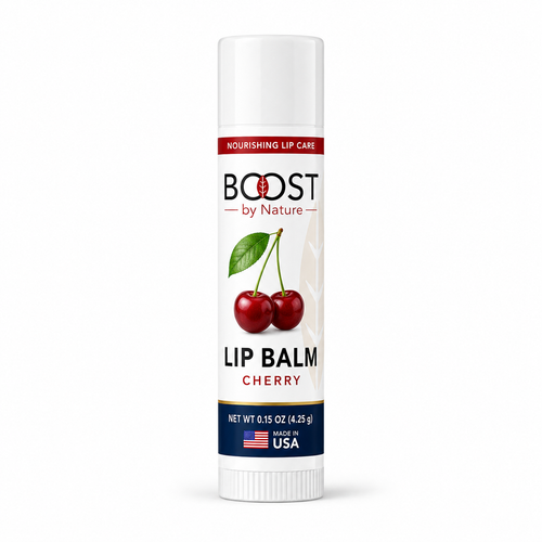 Boost by Nature Cherry Lip Balm tube for dry lips