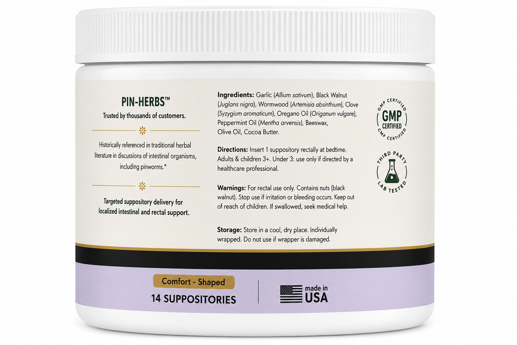 PIN-HERBs Herbal Pinworm Suppositories | Fast Targeted Herbal Support