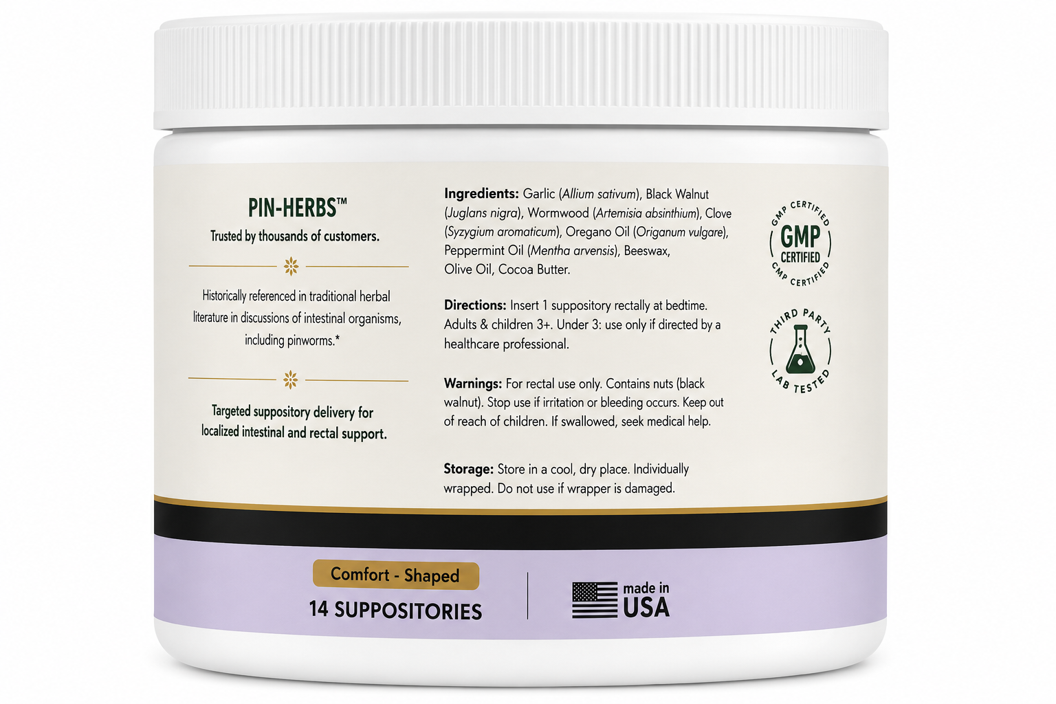 PIN-HERBs Herbal Pinworm Suppositories | Fast Targeted Herbal Support