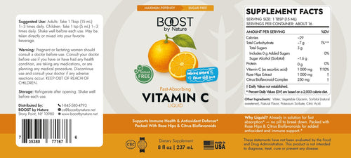 Vitamin C Liquid – Fast-Absorbing, Sugar-Free (16 fl oz)