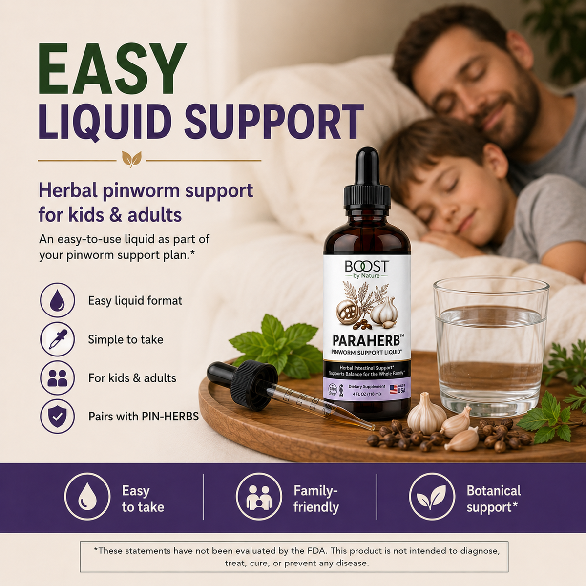 ParaHerb Liquid easy herbal pinworm support lifestyle image for families