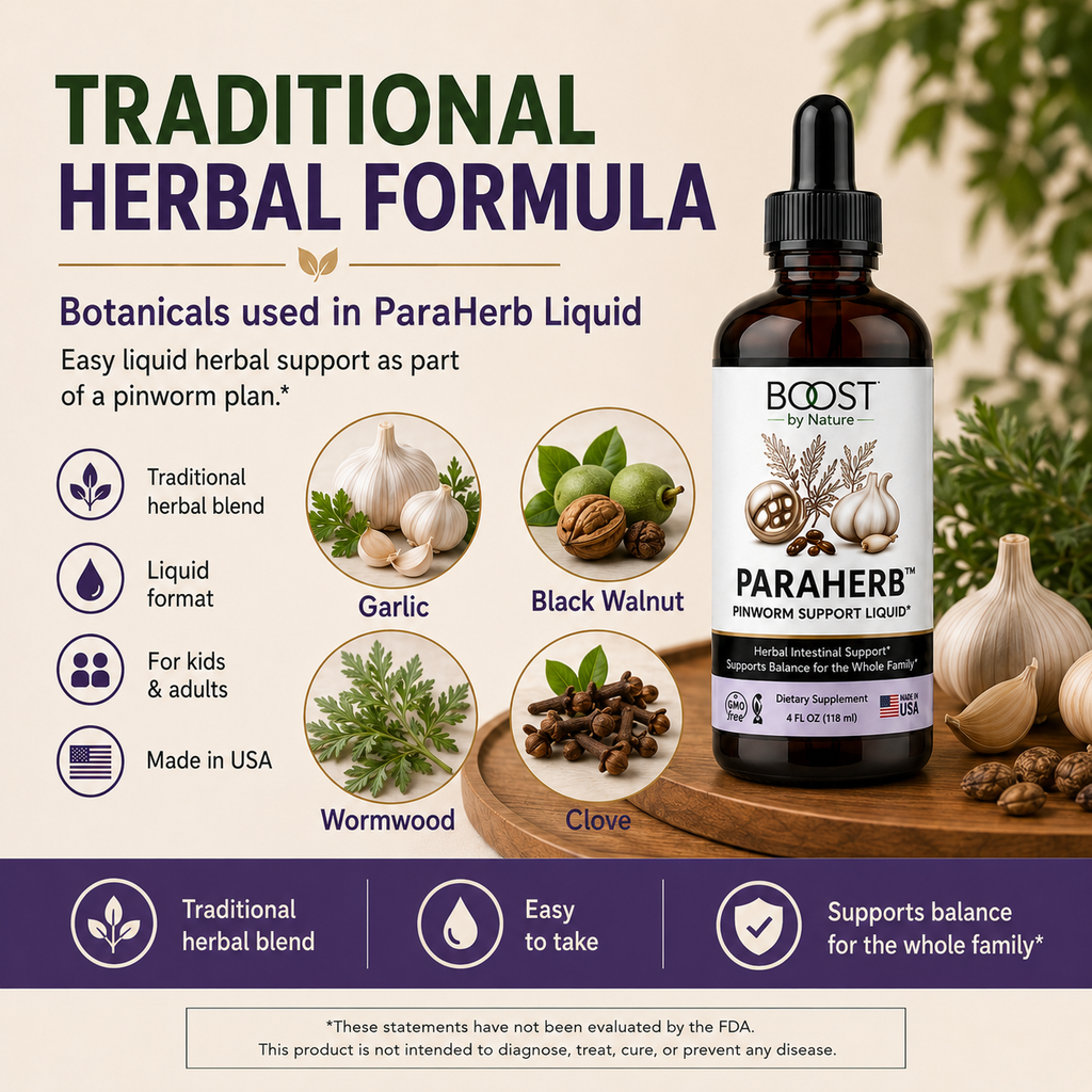 ParaHerb Liquid traditional herbal formula with garlic black walnut wormwood and clove